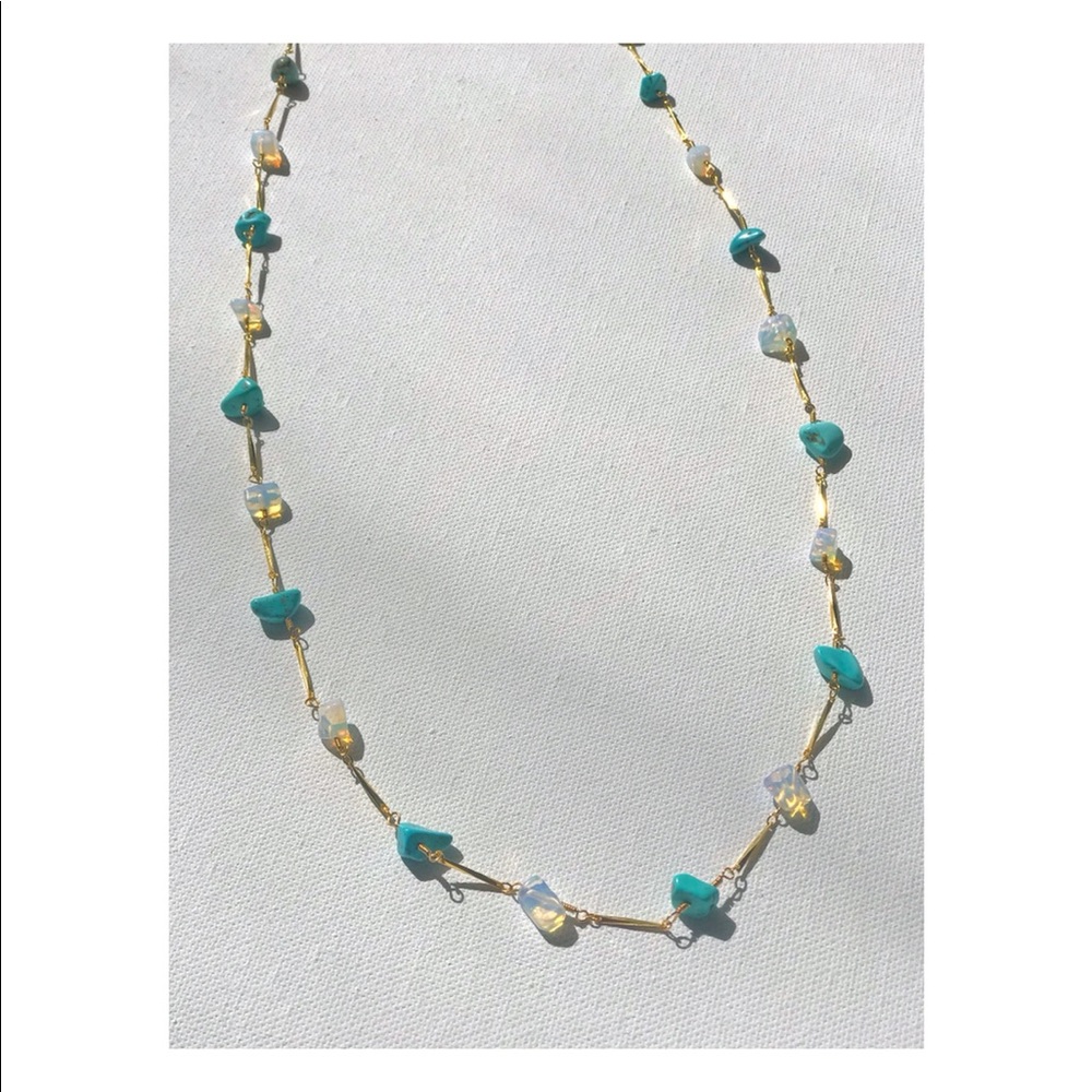 Turquoise & Moonstone Gold Necklace Mask Holder ✨